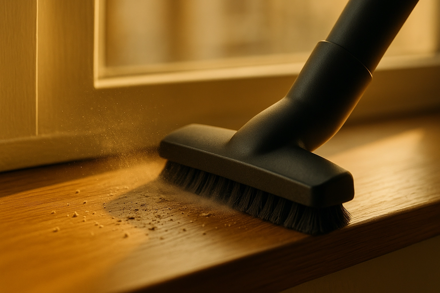 Detailed cleaning of window and wall surfaces