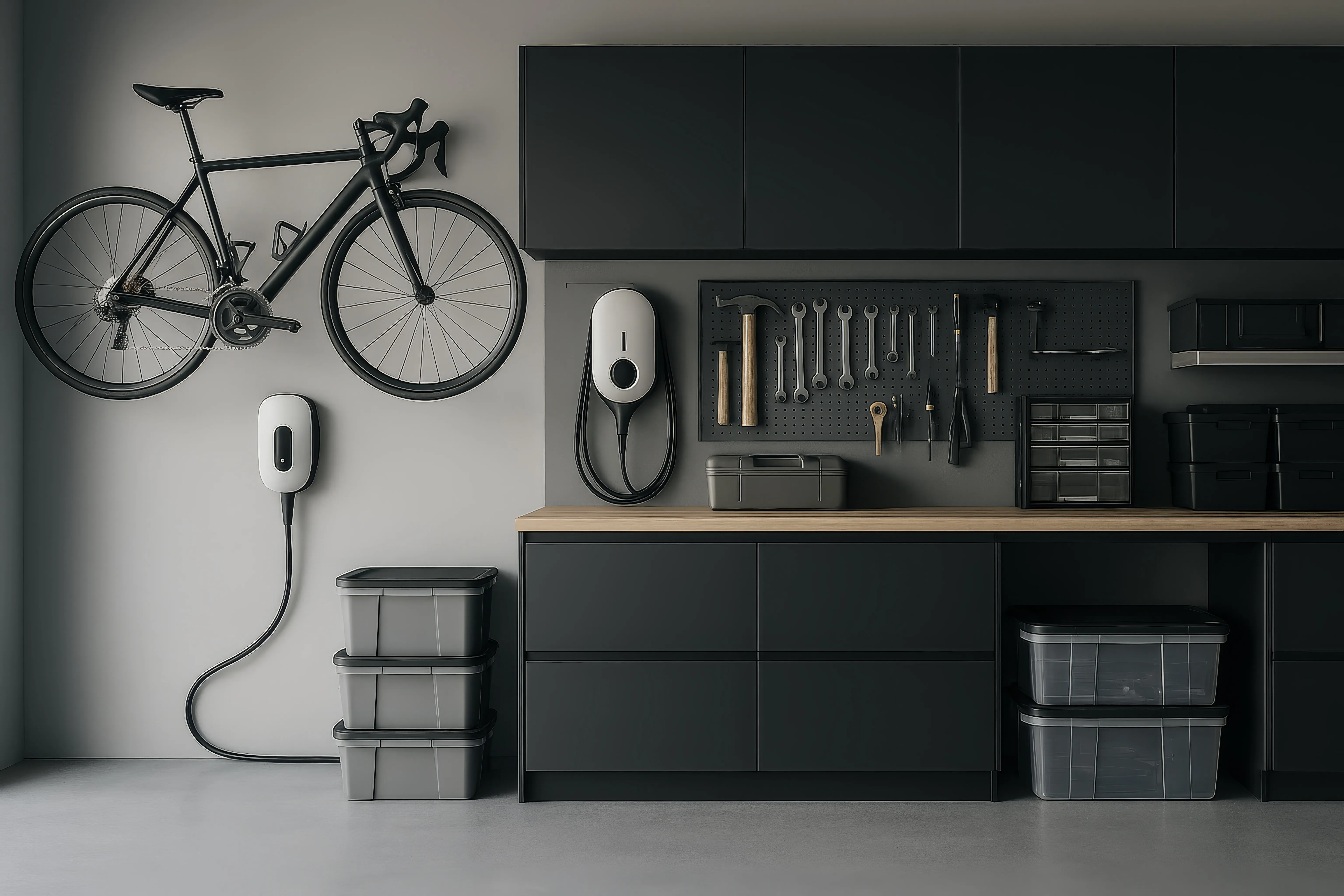 A clean and organized garage space after Green Planet's service
