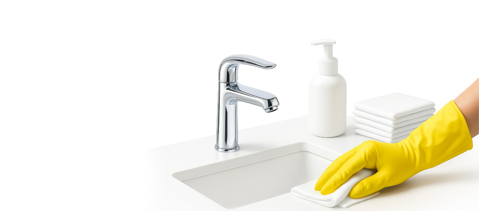 A modern, clean office bathroom.