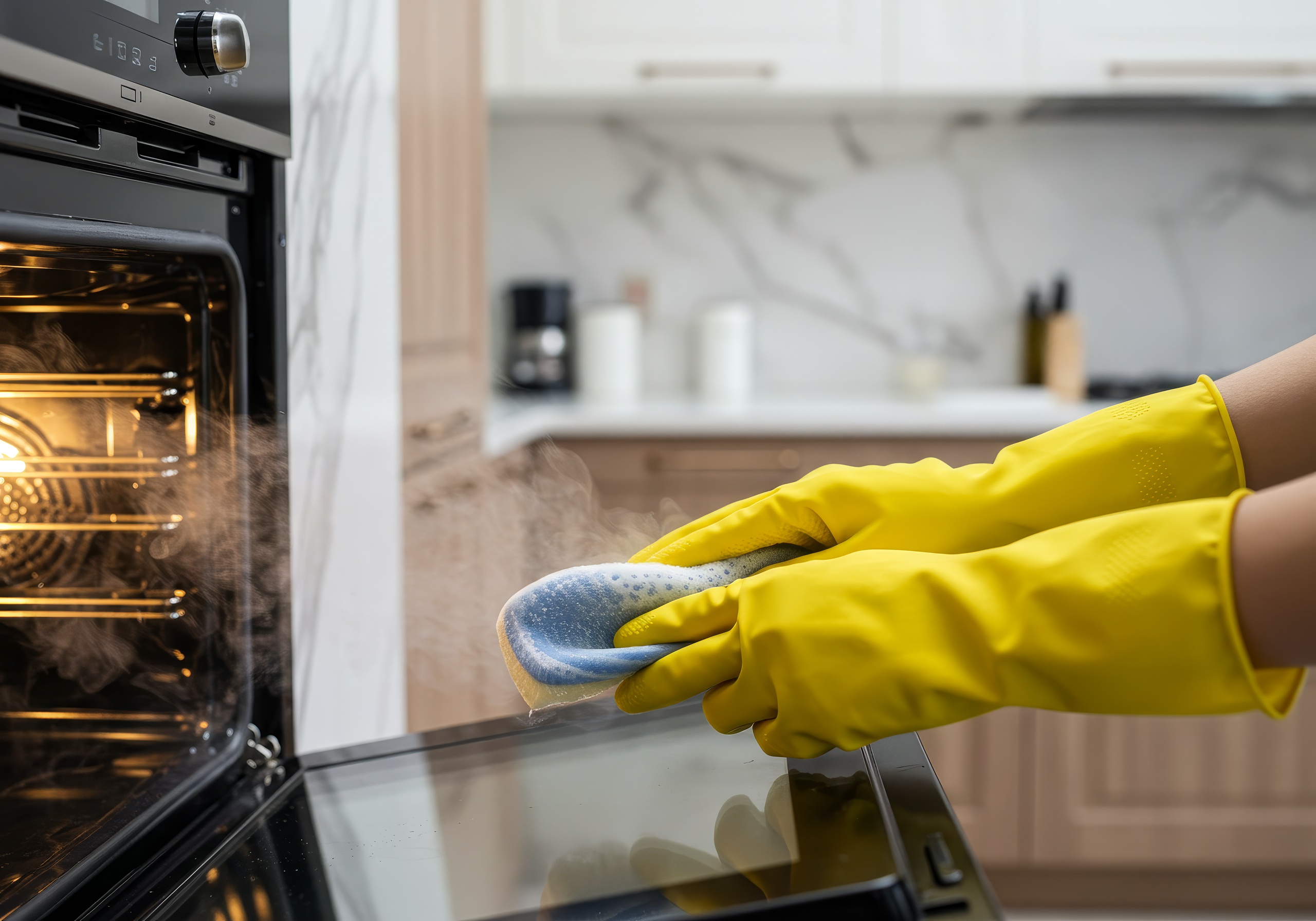 Man working from a clean home office