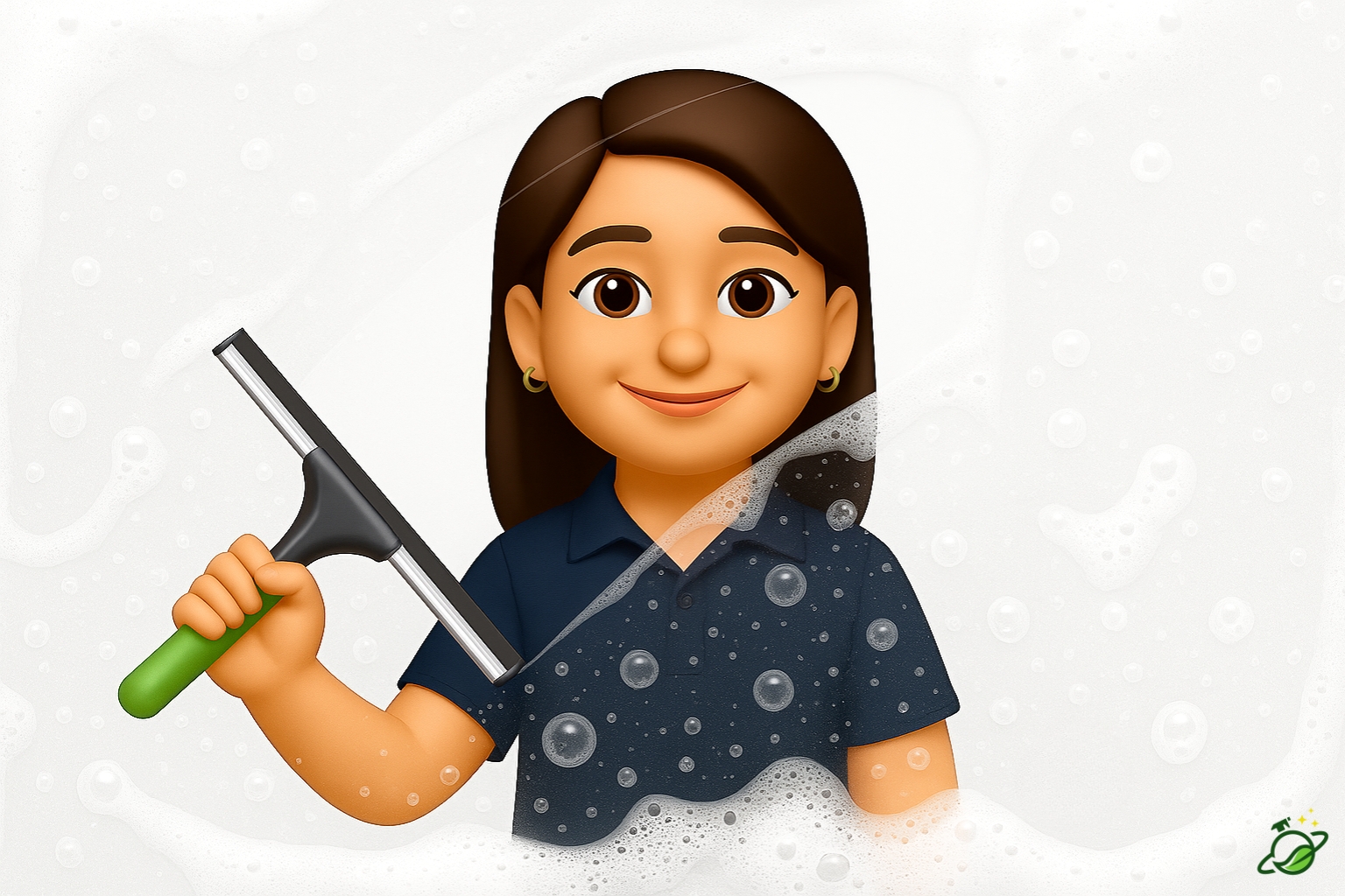 A Green Planet team member cleaning a modern kitchen